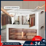 【HARGA LELONG】DJHOME 80cm (5 Layers) 2 Doors Multipurpose Foldable Stackable Storage Cabinet Box With Rollers Rak Kabinet dengan Roda