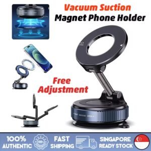 MY[Ready Stock] 2025New 360 Rotation Vacuum Suction Cup Phone Holder Foldable Magnetic Magsafe Car Phone Mount for Gym/Mirror/Smooth Surface