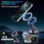 MY[Ready Stock] 2025New 360 Rotation Vacuum Suction Cup Phone Holder Foldable Magnetic Magsafe Car Phone Mount for Gym/Mirror/Smooth Surface