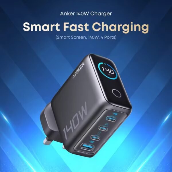 Anker Charger 140W PD 3.1 Fast Charging 4-Port GaN USB C Charger Foldable Laptop Charger B2697