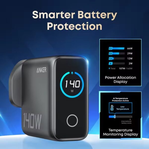 Anker Charger 140W PD 3.1 Fast Charging 4-Port GaN USB C Charger Foldable Laptop Charger B2697
