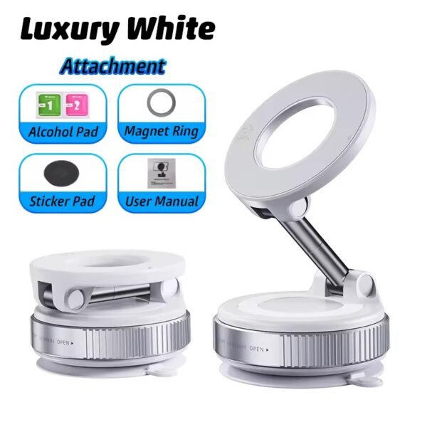 MY[Ready Stock] 2025New 360 Rotation Vacuum Suction Cup Phone Holder Foldable Magnetic Magsafe Car Phone Mount for Gym/Mirror/Smooth Surface