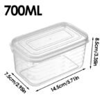Ramadan 5Pcs 700ML Refrigerator Storage Box Fridge Organizer Fresh Vegetable Fruit Storage Container Food Crisper Box Clear Meat Freezing Box Kitchen Organizer