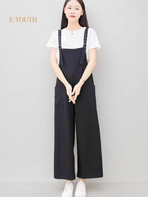 Eyouth 1518 Women’s Adjustable Strap Jumpsuit | Relaxed Wide-Leg Overalls