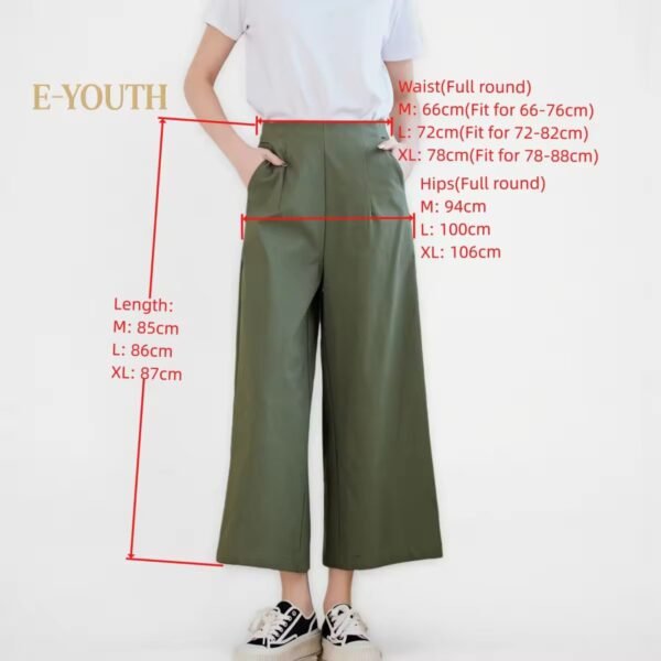 Eyouth 1062 women casual pants wide leg high waist culottes