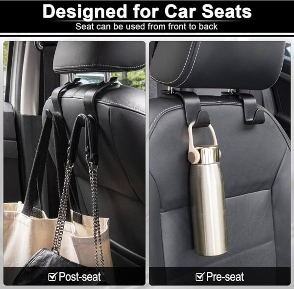 LivTee Car Seat Headrest Hook, Auto Seat Hook Hangers Storage Organizer Interior Accessories for Purse Coats Umbrellas Grocery Bags Handbag, 4-Pack