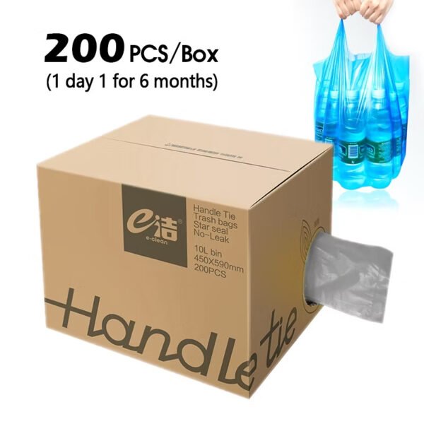 MY STOCK 200PCS 45*59cm Rubbish Bag Handle Breakpoint Thickened Disposable Garbage Bag Plastic Trash Bags Portable×10 boxes.