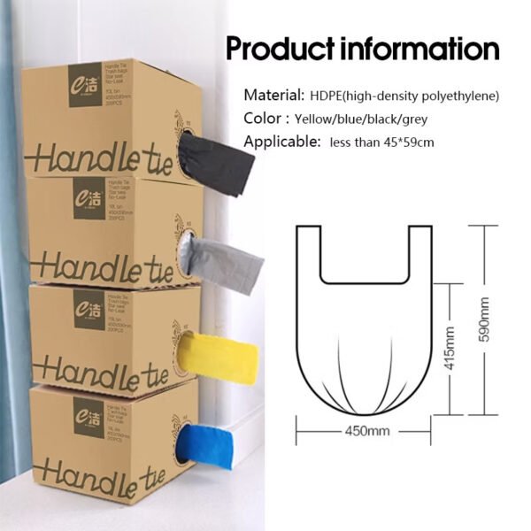 MY STOCK 200PCS 45*59cm Rubbish Bag Handle Breakpoint Thickened Disposable Garbage Bag Plastic Trash Bags Portable×10 boxes.