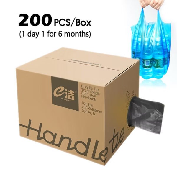 MY STOCK 200PCS 45*59cm Rubbish Bag Handle Breakpoint Thickened Disposable Garbage Bag Plastic Trash Bags Portable×10 boxes.