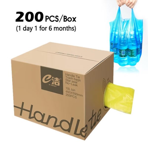 MY STOCK 200PCS 45*59cm Rubbish Bag Handle Breakpoint Thickened Disposable Garbage Bag Plastic Trash Bags Portable×10 boxes.