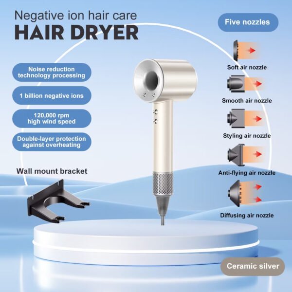 【MY Local】Portable Hair Dryer 1600W High Speed Hair Dryer Negative Lon Hair Care Fast Drying Low Noise Temperature Control