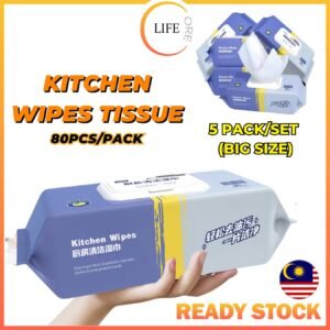 5 Packs (80pcs) 400Sheets Kitchen Wipes Cleaning Wipes Multifunctional Strong Decontamination Degreasing Wet Tissue