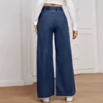 Clashe Palazzo JEANS Women Elastic Waistband Casual Plus Size S-3XL Denim Pants Wanita Solid Color Celana Baggy Jeans