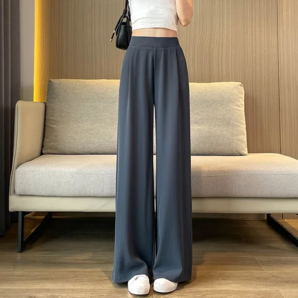 【Ready stock】Women Suit Pants Plus size High Waist Drape Wide Leg loose Pants Thin Casual Narrow Version Small Straight Women Pants