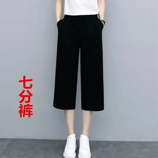 【Ready stock】Women Suit Pants Plus size High Waist Drape Wide Leg loose Pants Thin Casual Narrow Version Small Straight Women Pants