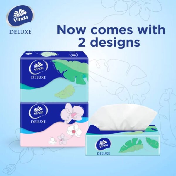 CLEARANCE SALE, STOK TERHAD❗Vinda Deluxe Soft Pack Facial Tissue (5x90s) x 8 - Soft, Gentle Tissue Paper