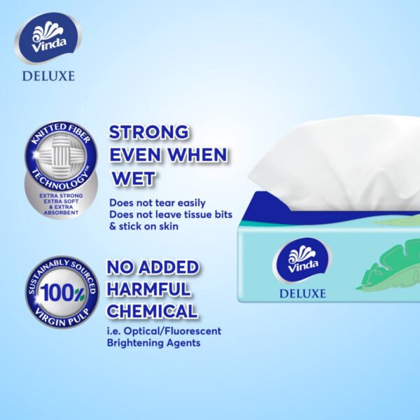 CLEARANCE SALE, STOK TERHAD❗Vinda Deluxe Soft Pack Facial Tissue (5x90s) x 8 - Soft, Gentle Tissue Paper
